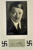 Adolf Hitler Signed Display with Print - this signature was given to Joan de Burgh-Whyte, a