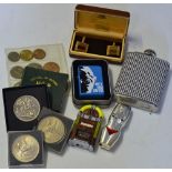 Selection of Lighters and Coins to include 2x Novelty lighters plus 'Star' lighter, stainless