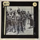India - WW1- 15th Sikhs On The March France Glass Slide 1900s. A rare glass slide showing the