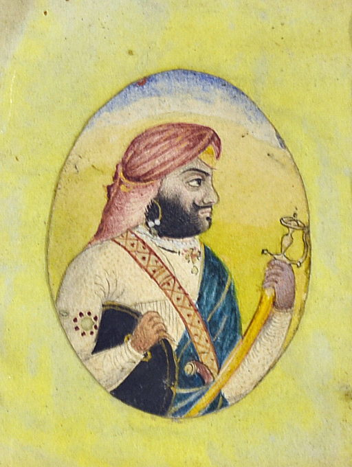 Sikh - Maharaja Sher Singh of Lahore Indian Miniature Painting Circa 1840s-50s Punjab rare Indian - Image 2 of 2