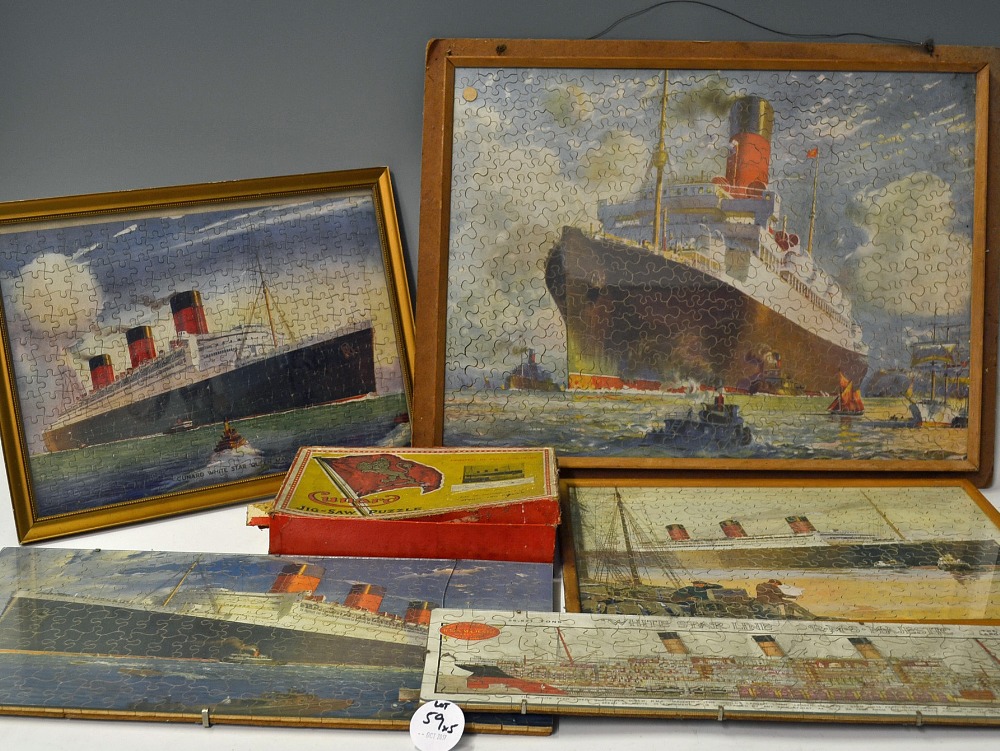 Cunard Wooden Jigsaw Puzzles Selection with 5 framed and 1 with box - Image 2 of 2