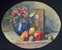 Attributed to Adolf Hitler Artwork - Stilleben, Still Life shows apples, nuts, flowers and a