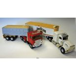 Classic 18-Wheeler Jim Beam Whisky Decanter together with a Dump Truck Whisky Decanter with original