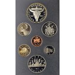 1982 Royal Canadian Mint Proof Coin Set contains two dollar coins, 50 cents, 25 cents, 10 cents, 5