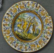 Large Ceramic Plate - depicts King David playing harp surrounded by Angels/Cherubs, measures 41cm