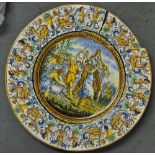 Large Ceramic Plate - depicts King David playing harp surrounded by Angels/Cherubs, measures 41cm