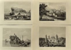 India - 19/20th Century Lithographs depicting The Hill Fortress of Gwalior, Fortress of Bawrie, in