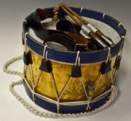 Early 20th Century French military drum complete with strap and drum sticks made by Couesnon 105 Rue
