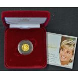 2007 Alderney Princess Diana £1 Gold Proof Coin Royal Mint appears in good condition, complete