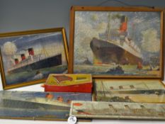 Cunard Wooden Jigsaw Puzzles Selection with 5 framed and 1 with box