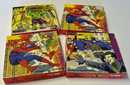 4x Hestair Card Jigsaw Puzzles to include Hulk, Spiderman (2) and Batman all in original boxers