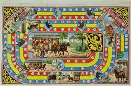 An Early Horse Tramway Board Game C.1880s-90s - Featuring horse drawn trams in streets. Attractive