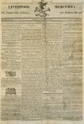 America Declares War on Great Britain 1812 - Liverpool Mercury Newspaper - date 7 Aug 1812, gives