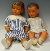 Two scarce French celluloid dolls made by SNF Societe Nobel Française 1927-1939 both 24 inch