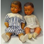 Two scarce French celluloid dolls made by SNF Societe Nobel Française 1927-1939 both 24 inch