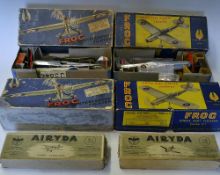 Selection of 1930s Frog Fighter Toy Model elastic band driven models, to include single seater