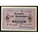 German Occupation Emergency Banknote - States of Guernsey - Dated 16th October 1941 a 6 pence