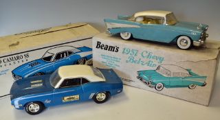 1957 Chevy Bel-Air Jim Beam Whisky Decanter together with 1969 Camaro SS Decanter both with original