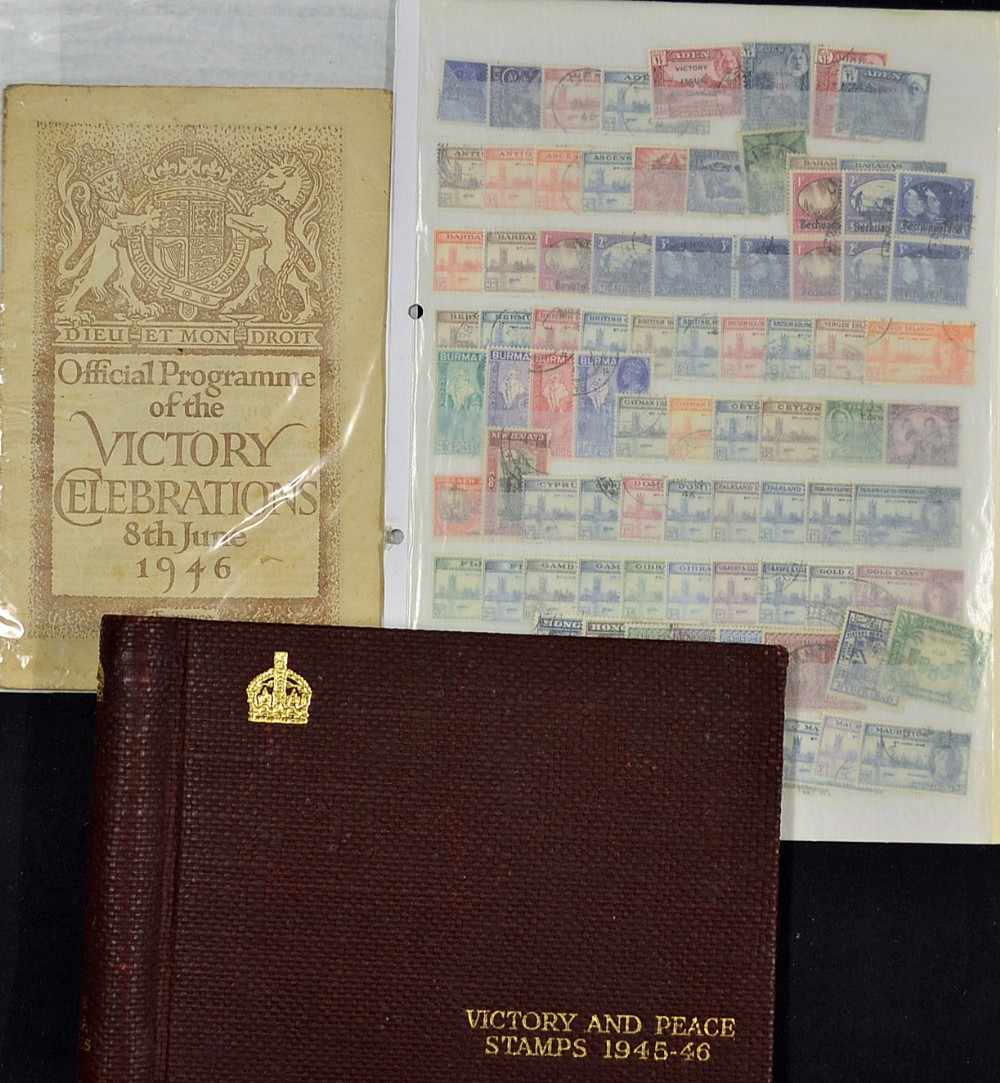 1945 Set of Victory Stamps and Official Album - with stamps from over 63 Countries and with empty