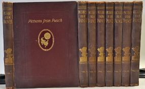 Pictures from 'Punch' Vol I to VIII - bound in red cloth and gold gilt, The Whitefriars Press,