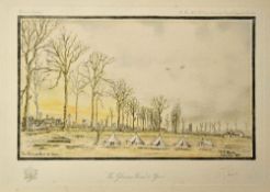 WWI F.T. Bush Lithographs - to include The Glorious Road Ypres, and The 'Place' Yres - both measures