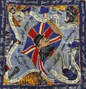 WWII Churchill 'Propaganda' Scarf - manufactured by Filmyra Fabrics, with Churchill centrally and