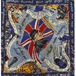 WWII Churchill 'Propaganda' Scarf - manufactured by Filmyra Fabrics, with Churchill centrally and