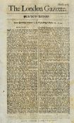 1694 The London Gazette Newspaper - containing the official notice that Their Majesties have granted