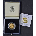 1991 Gold Proof Half-Sovereign Coin Royal Mint appears in good condition, complete with original