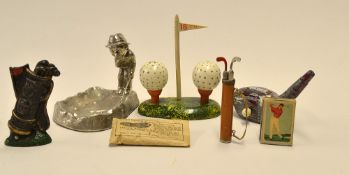 Eclectic collection of golf items to incl original packet of Stell's Rubber Golf Studs, small