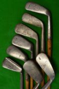 8x irons to incl Scottish club makers Tom Stewart, Gibson, Auchterlonie, Cochrane, flanged sole