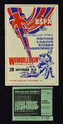 Speedway 1974 British League Riders Championship Programme and Ticket at Wimbledon dated 28 Sept
