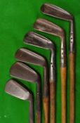 6x Maxwell irons - jigger, mashie et al all with flanged soles