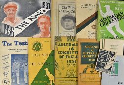 Selection of 1930s onwards Australian Cricket Souvenirs to include programme of the 1934