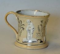 c.1850 Staffordshire Cricket Mug with raised decorations a beaded rim with raised figures of Box,