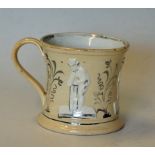 c.1850 Staffordshire Cricket Mug with raised decorations a beaded rim with raised figures of Box,