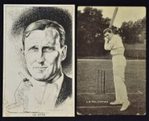 C.B. Fry Cricket Postcard 1911 postage mark The Star Series, pen to the reverse, together with L.