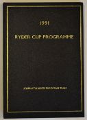 Scarce 1991 VIP Ryder Cup signed programme - European issue, in black and gilt decorative faux