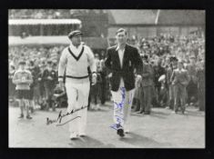 D. Bradman and N. Yardley Signed Cricket Photograph in black and white depicts the two captains