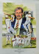 Signed Graham Gooch Cricket Print a colour print by J. Dunne signed by both artist and player
