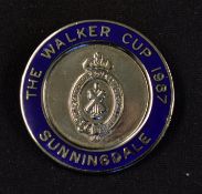 1987 Sunningdale Walker Cup Players enamel badge - issued to Geoff Marks (Capt) with USA winning