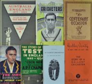 Assorted Australia and England Cricket Brochures to include 1926 Australia v England 1926 Book of