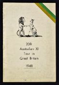 1948 Australian 'The Invincibles' XI Tour in Great Britain Booklet with compliments of the