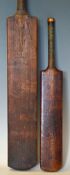 2x Early 20th Century Cricket Bats - a full size bat stamped 'Birmingham - Treble Spring -