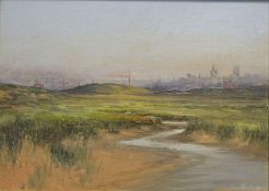 Pope, Samuel Jnr. (Exh 1881-1940 )"THE AULTON GOLF LINKS WITH TILE BURN IN FOREGROUND & ABERDEEN