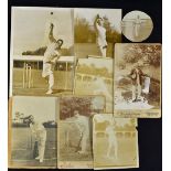 Selection of Cricket Sepia Photographs - includes 1938 D Wright, Kent, J. Seymour, Alec Hearne,