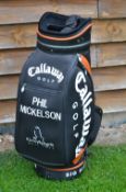 Fine Phil Mickelson 5x Major winner Official Calloway Tournament HXTour Golf Bag - black and white