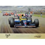 Nigel Mansell Signed 'Victory' Colour Print signed also by the artist Tony Smith, ltd edition 757/