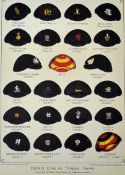 Cricket Caps of Famous Teams Print produced for the 'Boys Own Paper', framed measures 37x45cm