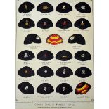 Cricket Caps of Famous Teams Print produced for the 'Boys Own Paper', framed measures 37x45cm